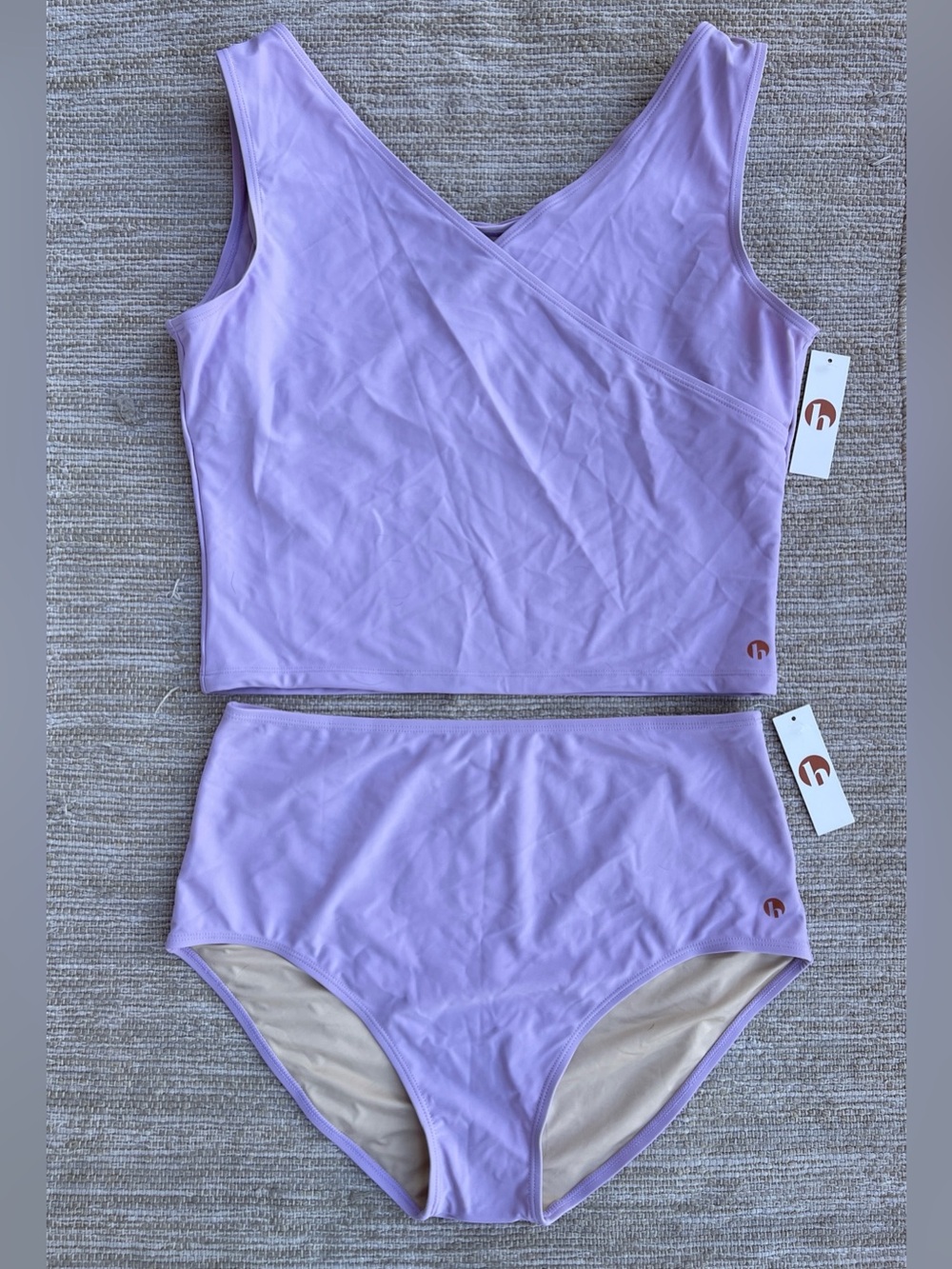 Honey Mark Deep Lavender Swim Set Basil Wrap Top & bottom size XL - Picture 9 of 9